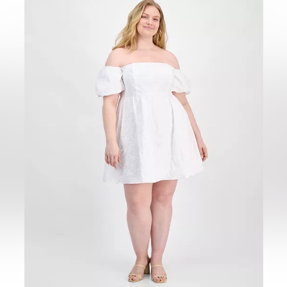 White Smocked Off-Shoulder Mini Dress